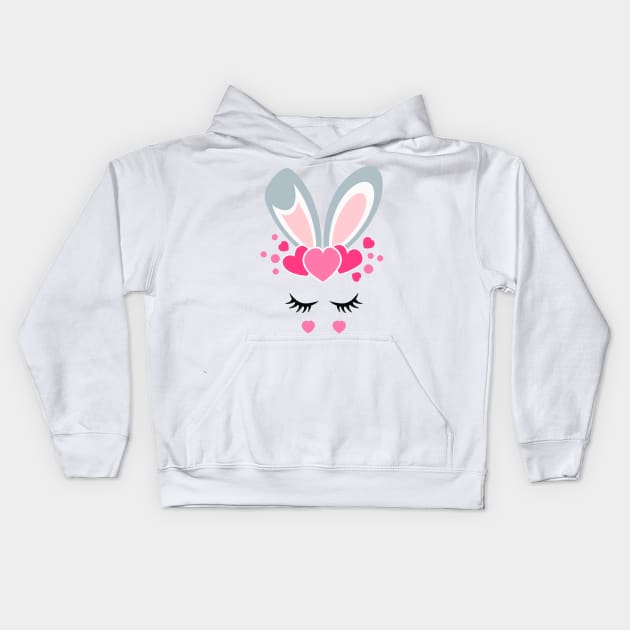 Girls Women Teens Easter Bunny Face Easter Egg Hunt Kids Hoodie by craiglimu